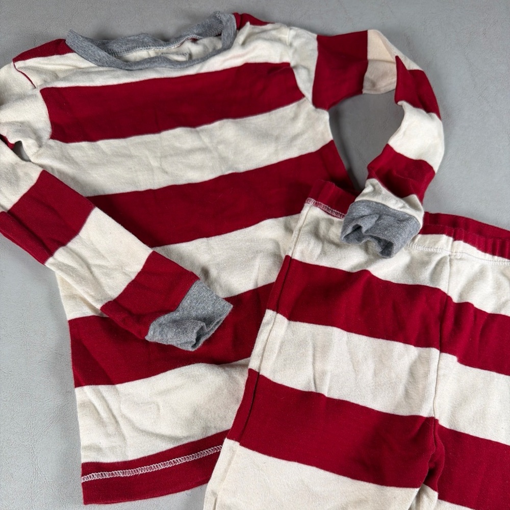 Burt’s Bees Baby Kids 3T Red White Striped Organic Cotton Pajama Sleeper Set